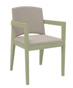 Fauteuil rembourré 4 pieds Soline - piétement hêtre verni teinté - assise et dossier textile enduit
