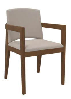 Fauteuil rembourré 4 pieds Soline - piétement hêtre verni teinté - assise et dossier textile enduit
