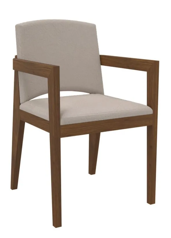 Fauteuil rembourré 4 pieds Soline - piétement hêtre verni teinté - assise et dossier textile enduit