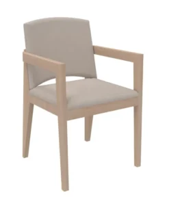 Fauteuil rembourré 4 pieds Soline - piétement hêtre verni naturel - assise et dossier textile enduit
