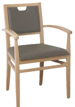 Fauteuil rembourré - Risto - assise et dossier textile enduit - 4 pieds bois