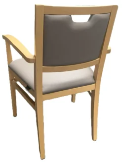 Fauteuil rembourré - Risto - assise et dossier textile enduit - 4 pieds bois
