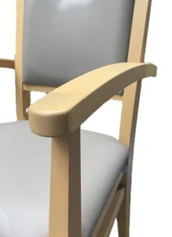 Fauteuil rembourré - Risto - assise et dossier textile enduit - 4 pieds bois