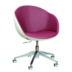 Fauteuil à roulettes Evy - cuir - bicolore