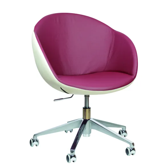Fauteuil à roulettes Evy - cuir - bicolore