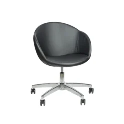 Fauteuil à roulettes Evy - cuir - unicolore