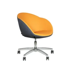Fauteuil à roulettes Evy - textile enduit texturé bicolore réglable en hauteur - piétement 5 branches