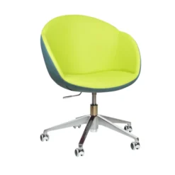 Fauteuil à roulettes Evy - textile enduit lisse - bicolore réglable en hauteur - piétement 5 branches