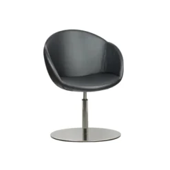 Fauteuil sur embase centrale Evy - cuir - unicolore