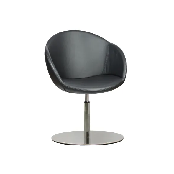 Fauteuil sur embase centrale Evy - cuir - unicolore