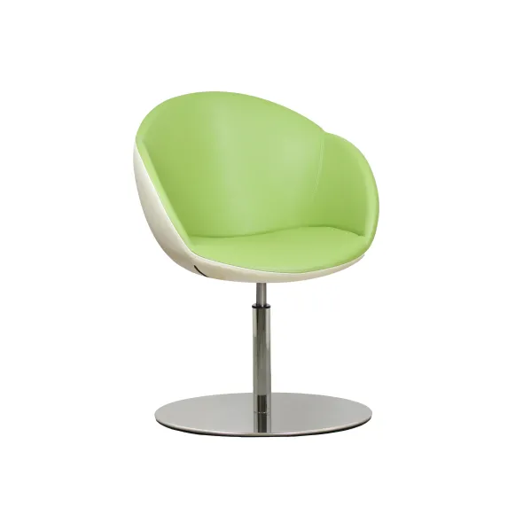 Fauteuil sur embase centrale Evy - textile enduit grainé - bicolore