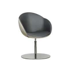 Fauteuil sur embase centrale Evy - cuir - bicolore