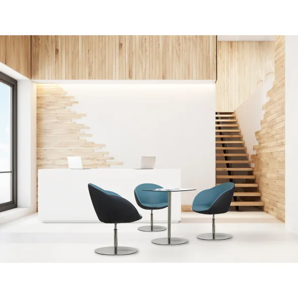 Fauteuil sur embase centrale Evy - cuir - bicolore