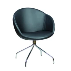 Fauteuil sur piétement araignée Evy - cuir - unicolore