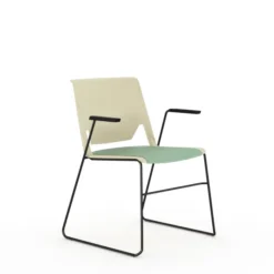 Fauteuil traineau Véry - assise textile enduit - dossier polypropylène - piétement époxy