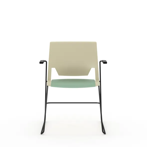 Fauteuil traineau Véry - assise textile enduit - dossier polypropylène - piétement époxy