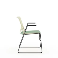 Fauteuil traineau Véry - assise textile enduit - dossier polypropylène - piétement époxy