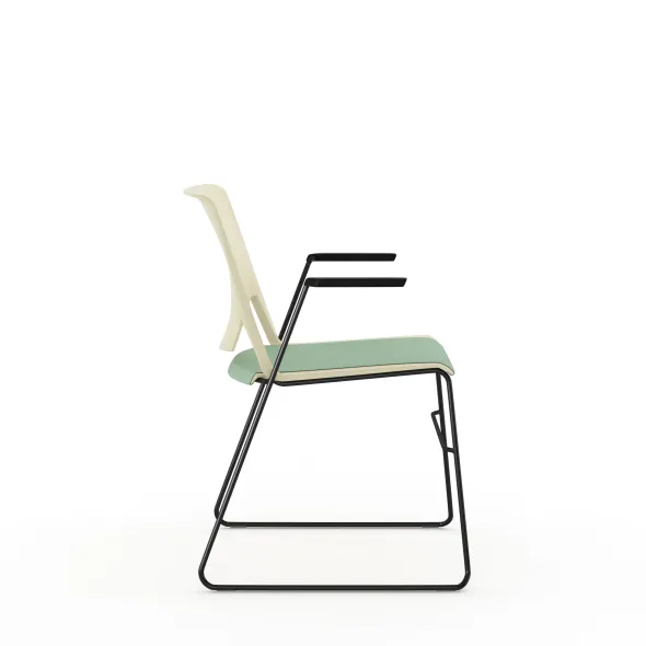 Fauteuil traineau Véry - assise textile enduit - dossier polypropylène - piétement époxy
