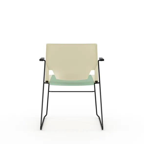 Fauteuil traineau Véry - assise textile enduit - dossier polypropylène - piétement époxy