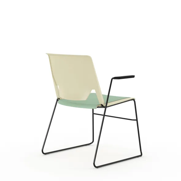 Fauteuil traineau Véry - assise textile enduit - dossier polypropylène - piétement époxy