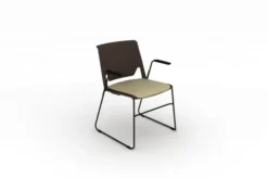 Fauteuil traineau Véry - assise cuir - dossier polypropylène - piétement époxy