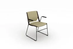Fauteuil traineau Véry - cuir - piétement époxy