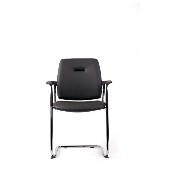 Fauteuil visiteur luge Artech - cuir - piétement chrome