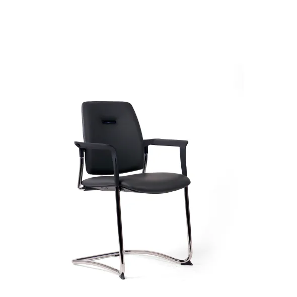 Fauteuil visiteur luge Artech - cuir - piétement chrome