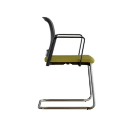 Fauteuil visiteur luge F8 - assise tissu et dossier résille Rythm - piétement chrome