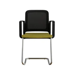 Fauteuil visiteur luge F8 - assise tissu et dossier résille Rythm - piétement chrome