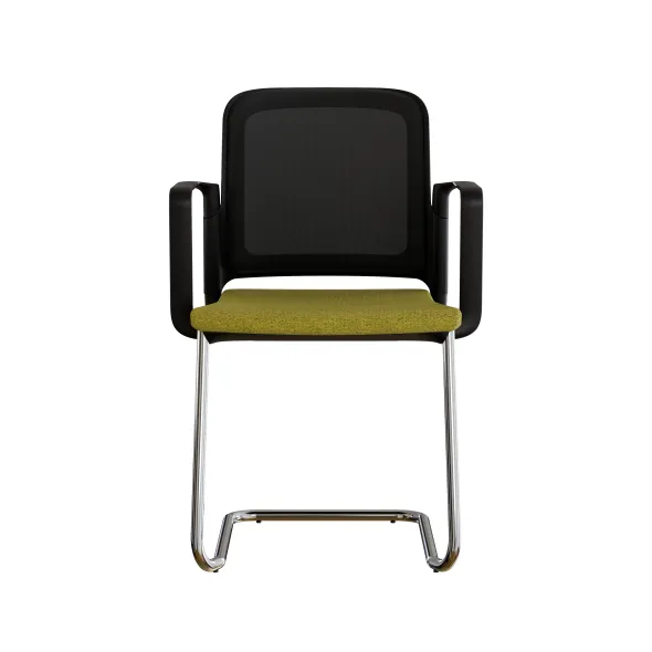 Fauteuil visiteur luge F8 - assise tissu et dossier résille Rythm - piétement chrome