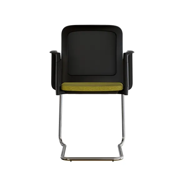 Fauteuil visiteur luge F8 - assise tissu et dossier résille Rythm - piétement chrome