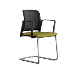 Fauteuil visiteur luge F8 - assise tissu et dossier résille Rythm - piétement chrome