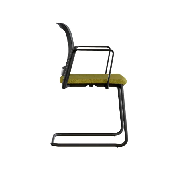 Fauteuil visiteur luge F8 - assise tissu et dossier résille Rythm - piétement époxy