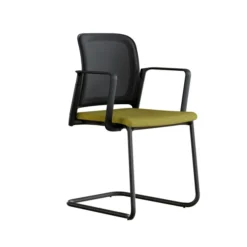Fauteuil visiteur luge F8 - assise tissu et dossier résille Rythm - piétement époxy