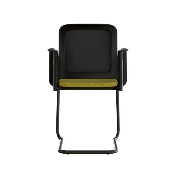 Fauteuil visiteur luge F8 - assise tissu et dossier résille Rythm - piétement époxy