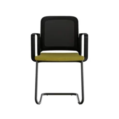 Fauteuil visiteur luge F8 - assise tissu et dossier résille Rythm - piétement époxy