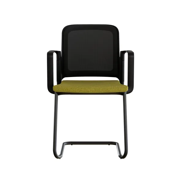 Fauteuil visiteur luge F8 - assise tissu et dossier résille Rythm - piétement époxy