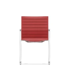 Fauteuil visiteur luge Lira - cuir - accoudoirs fixes et piétement chromé