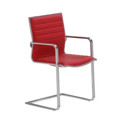 Fauteuil visiteur luge Lira - cuir - accoudoirs fixes et piétement chromé