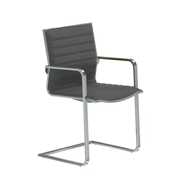Fauteuil visiteur luge Lira - tissu - accoudoirs fixes et piétement chromé
