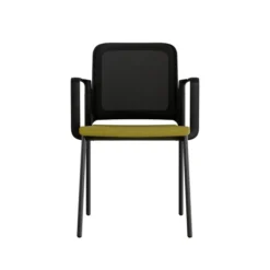 Fauteuil visiteur 4 pieds F8 - assise tissu et dossier résille Rythm - piétement époxy
