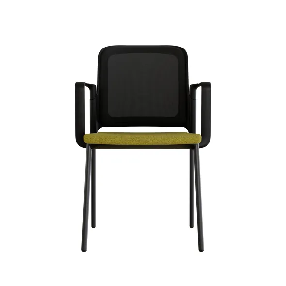 Fauteuil visiteur 4 pieds F8 - assise tissu et dossier résille Rythm - piétement époxy