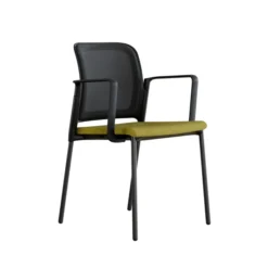 Fauteuil visiteur 4 pieds F8 - assise tissu et dossier résille Rythm - piétement époxy