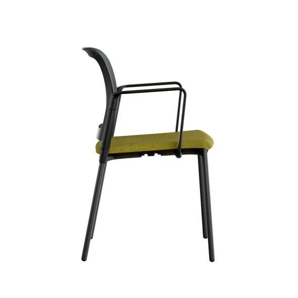 Fauteuil visiteur 4 pieds F8 - assise tissu et dossier résille Rythm - piétement époxy