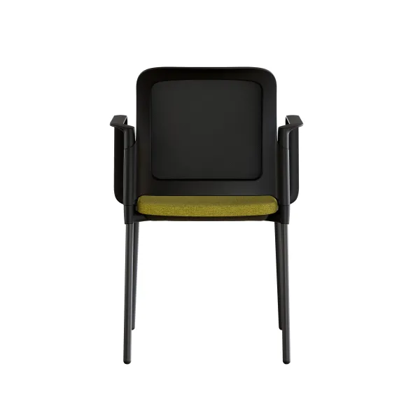 Fauteuil visiteur 4 pieds F8 - assise tissu et dossier résille Rythm - piétement époxy