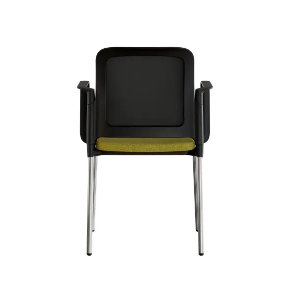 Fauteuil visiteur 4 pieds F8 - assise tissu et dossier résille Rythm - piétement chrome