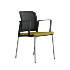 Fauteuil visiteur 4 pieds F8 - assise tissu et dossier résille Rythm - piétement chrome