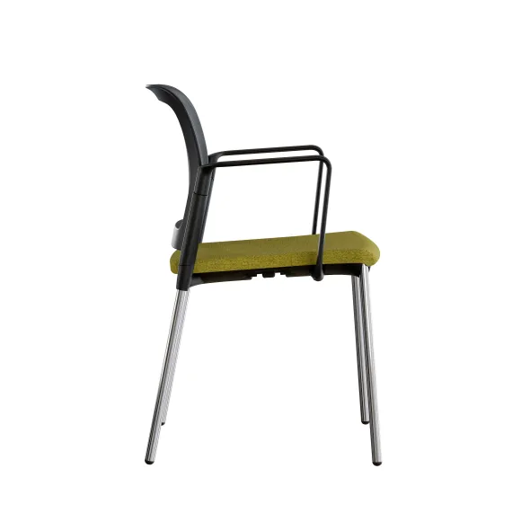 Fauteuil visiteur 4 pieds F8 - assise tissu et dossier résille Rythm - piétement chrome