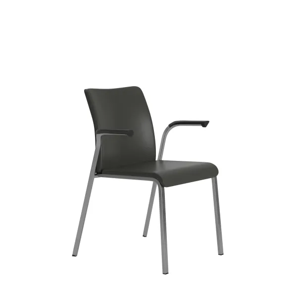Fauteuil visiteur 4 pieds Reply - cuir - piétement chrome